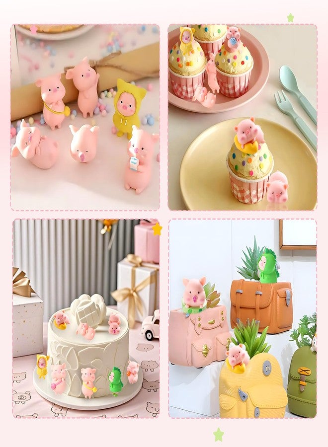 Morofme 19pcs Mini Pig Figurines Miniature Pig Cake Toppers Piggies Cake Decorations Pig Themed Decor Pink Piggy Cupcake Topper for Kids Birthday Party Home Desk Garden Decorations - Image 4